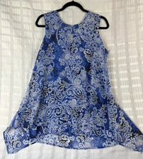 Fever Women's Double Layer Sleeveless Blouse, Blue Color  Size M