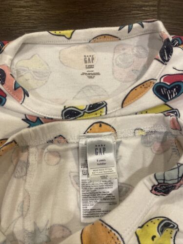 Gap Kids Girls 5 Fruit Shades Pajamas PJs Cotton Sleep Set Long Sleeve EUC - Picture 3 of 8
