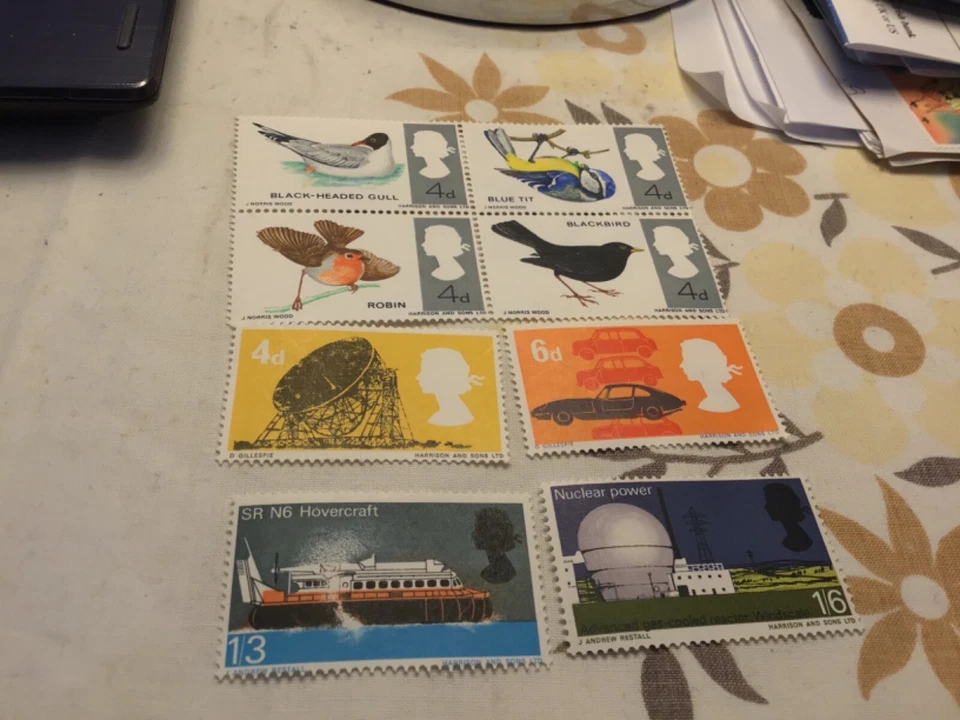 GB 1966 como nuevo n h 2 juegos total de 8 sellos SG 696-9 aves, 701-4 tecnología g13 Foto 2 de 2