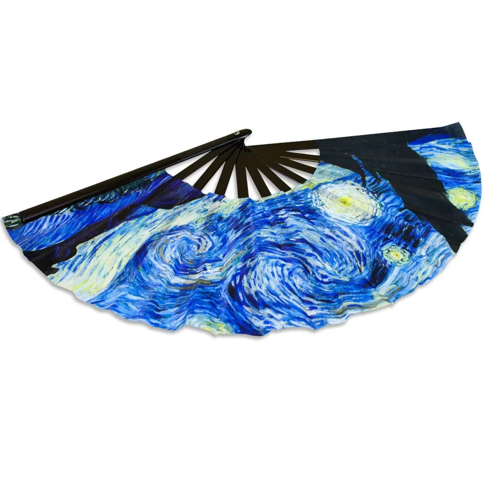 Ventilador de mano grande The Starry Night Van Gogh festival de arte concierto ventilador de mano Clack Foto 3 de 4