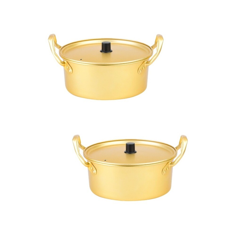 2pcs Kitchen Stockpot Lidded Soup Pot Noodle Cooking Pot Aluminum Soup