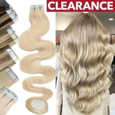 Wavy 7A Russian Tape In 100% Remy Human Hair Extensions Skin Weft CLEARANCE US