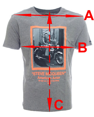 T-shirt Steve McQueen Hero Seven Off The Wall - Gris Chiné, Tailles S/M/L - Neuf Avec étiquettes