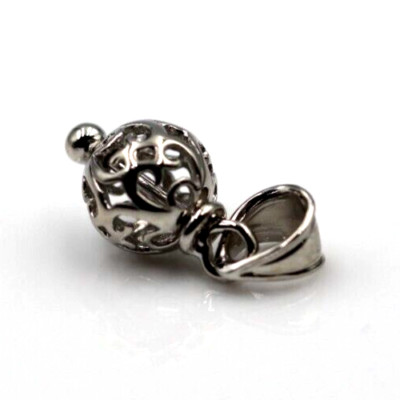 Genuine 9ct 9k White Gold 8mm Small Filigree Ball Pendant