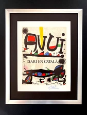 JOAN MIRO 1971 BEAUTIFUL SIGNED PRINT+  MOUNTED AND FRAMED + DIARI EN CATALA