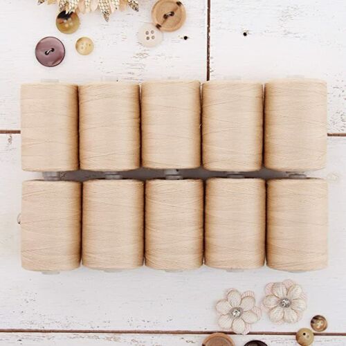 100% Cotton Thread Set | 10 Natural Spools | 1000M (1100 Yards) Quilting Sewing - Picture 1 of 7