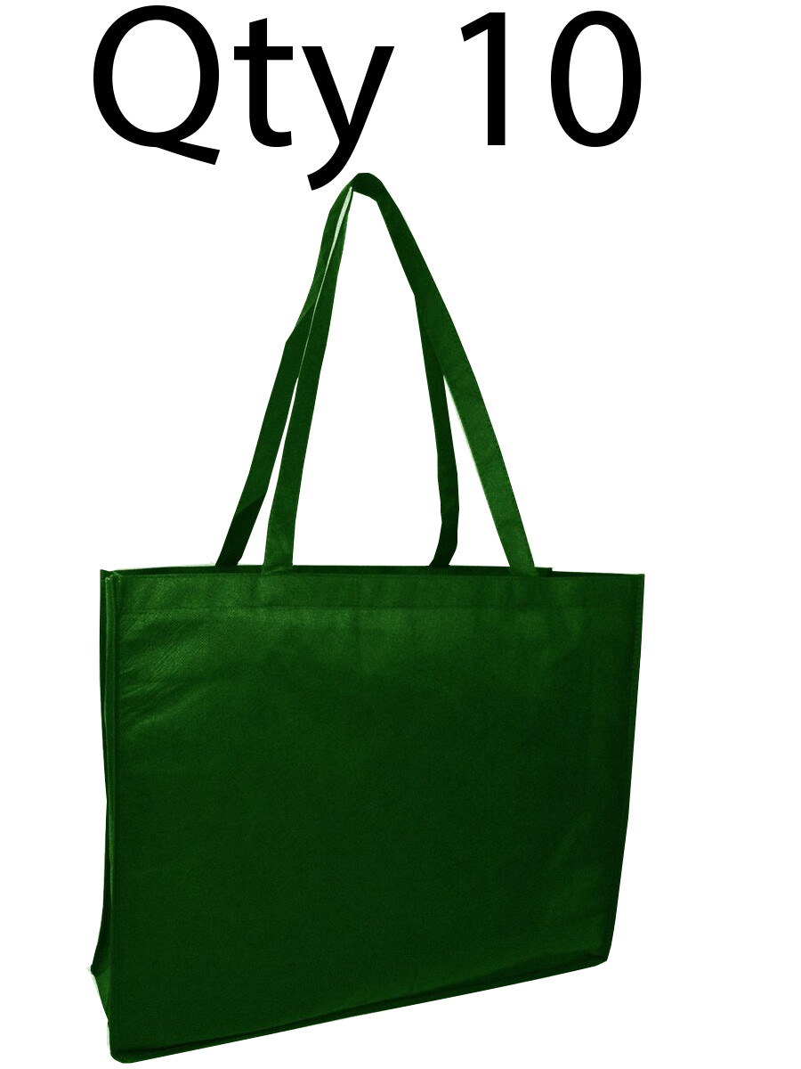 10 Jumbo Size Grocery Tote Shopping Bag Green Reusable Eco Wide Large Bags  XL