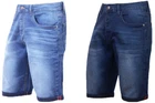 Mens Denim Shorts Stretch Slim Fit Rolled Hem Jeans Half Pants