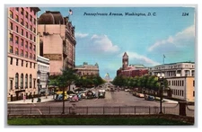 Pennsylvania Avenue Street View Washington DC  UNP Linen  Postcard Z11
