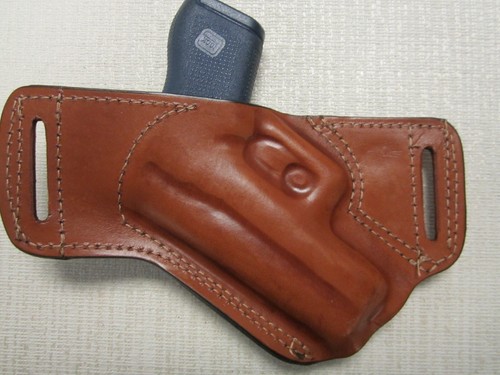 Fits Glock 43 & 43X formed BROWN leather SOB, Owb holster ultra slim design - Picture 2 of 4
