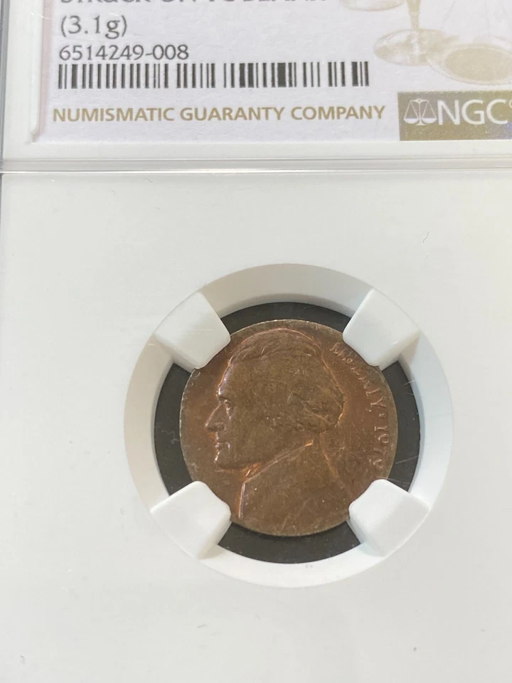 1979 NICKEL STRUCK ON CENT BLANK ERROR NGC MS-63 - UNCIRCULATED - SLABBED - 5C - Image 4 of 4