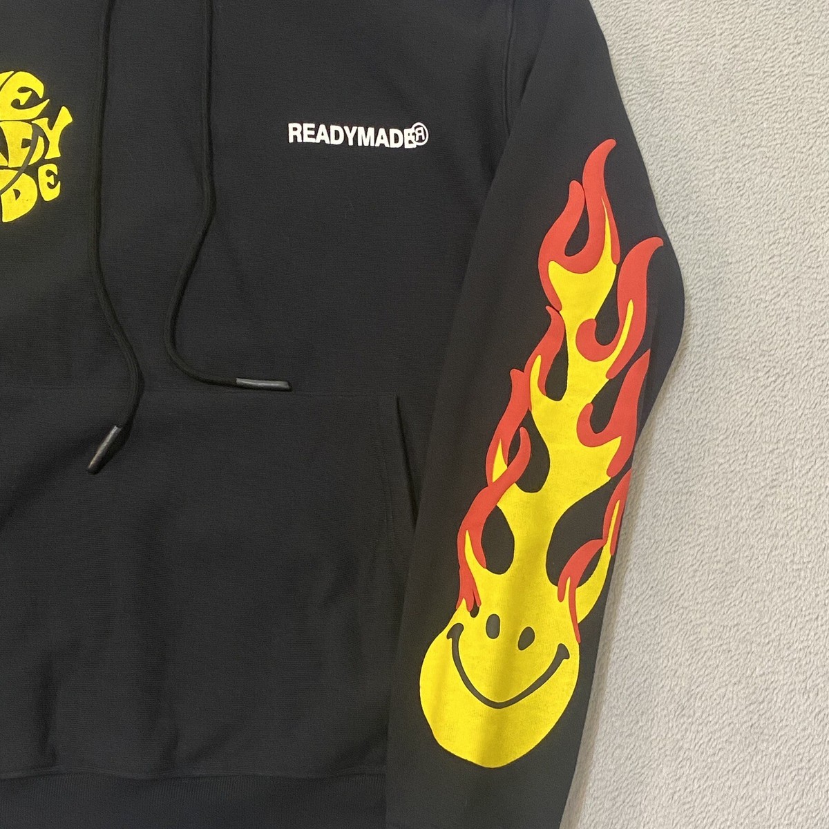 READYMADE JAPAN Men's Small Black 100% Cotton Long Sleeve Flame