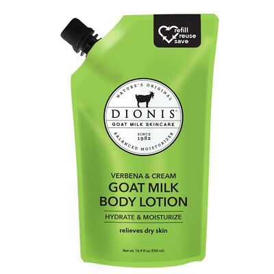 Dionis Goat Milk Skincare Body Lotion 16.9oz Refill Pouch Verbena & Cream