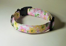 Wet Nose Designs Springtime Easter Flowers Dog Collar Pastel Yellow and Pink