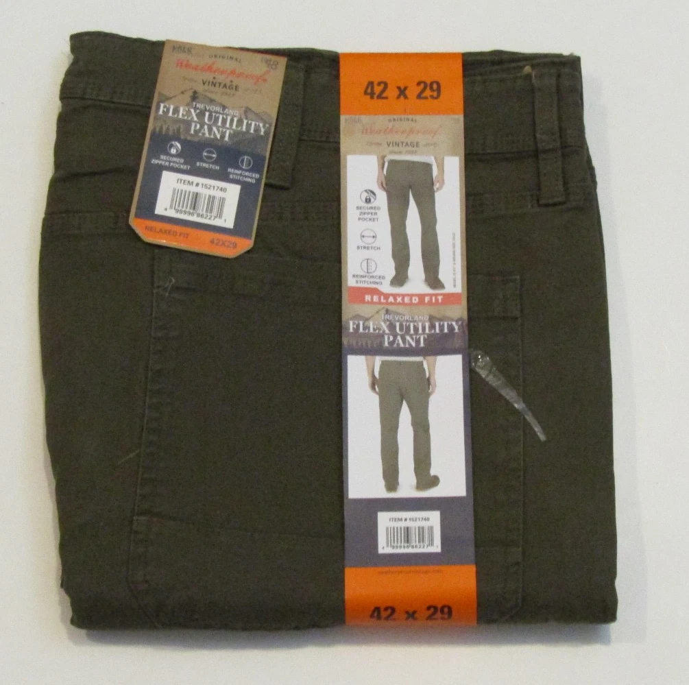 Weatherproof Green Flex Utility Trevorland Pants Relaxed Fit 42 W 29 L NWT Mens