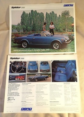 Lot of 2  1979 79 Fiat Spider 2000 Original sales brochure