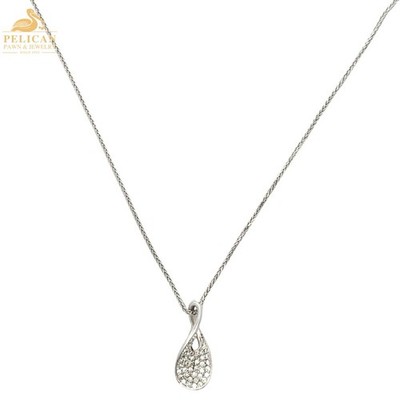16'' Elegant Pave Natural Diamond Drop Pendant Necklace in 18K Gold (PSH039924)