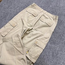 Y2K Cargo Pants Men's 34x31 Skater Cotton Blend Wide Leg Baggy Beige VTG