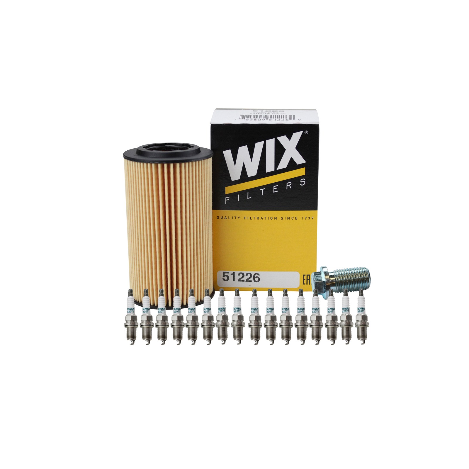 Wix Engine Oil Filter  Denso 16 Spark Plugs kit for C209 CLK55 AMG 5.5 V8 M113