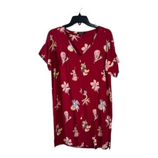 Madewell Red Floral Mini Shirt Dress Womens S Beachy Summer Casual Sundress