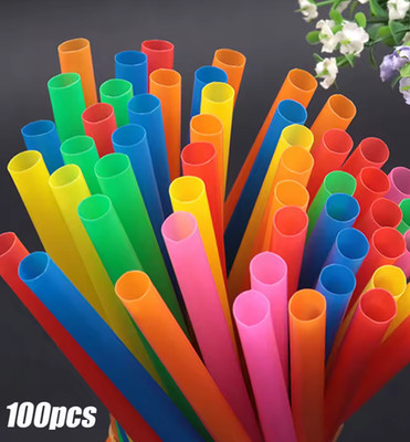 100pcs 11mm Thick Boba Straws Smoothie Milkshake Party Bar Accessories - NEW