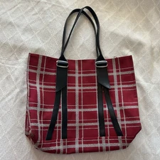 Jack Gomme Made in France Red Plaid Tote Bag Academia College Heritage Holiday