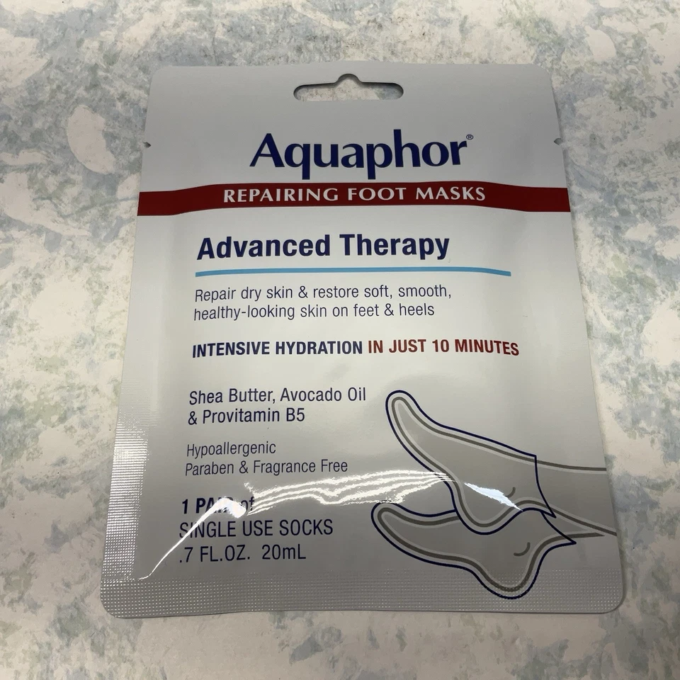 Aquaphor Advanced Therapy Repairing Foot Masks 1 Pair ( Lot of 6 ) New - Image 2 of 3