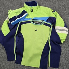 Obermeyer Jacket Sweater Hat Girls 14 Green Blue Colorblock Ski Snow Set 3 Piece
