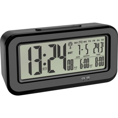 TFA Dostmann 60.2554.01 Funk Wecker Schwarz Alarmzeiten 2  Großes Display