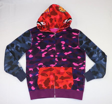 Bape A Bathing Ape Men's Size L Camo Shark Head Full Zip Hoodie Jacket