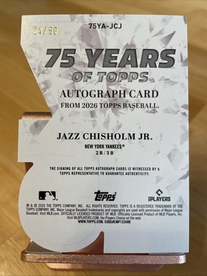 Jazz Chisholm Jr. 2026 Topps 75 Years Of Topps Die-Cut Auto Gold