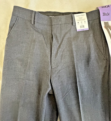 Calvin Klein Men's Slim Fit Gray Dress Pants 30 Waist Flat Front NWT