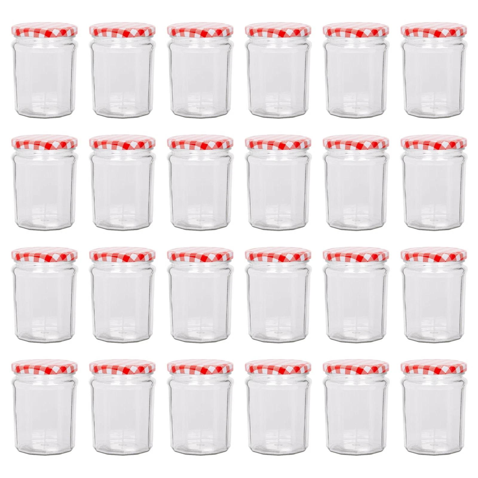 Argon Tableware Glass Jam Jars with Lids - 450ml - Pack of 24