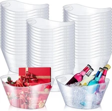 Norme 48 Pcs Oval Storage Tub with Handles, 4.5L Plastic Clear Ice 