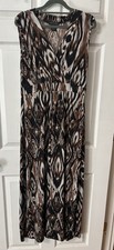 Susan Lawrence Size Large Maxi Dress Brown Black Animal Print Summer Stretch