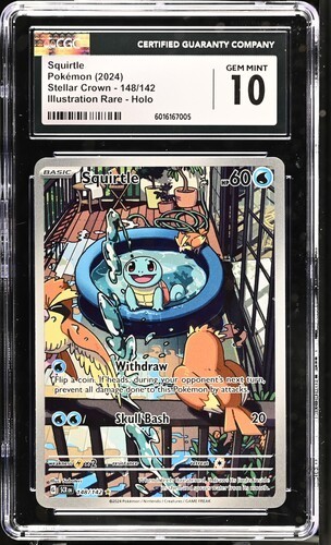 CGC 10 Squirtle 148/142 Stellar Crown Holo Illustration Rare Pokemon TCG