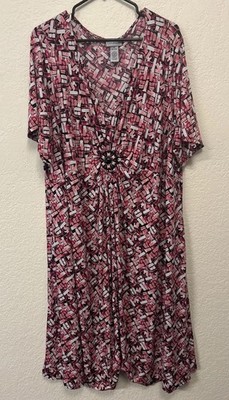 Catherine s Woman s Pink/ Black Geometric Dress 3X
