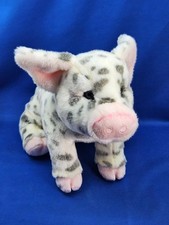 Douglas PAULINE PLUSH SPOTTED PIG 13" White Gray Spots Pink Cuddle Toy 1826