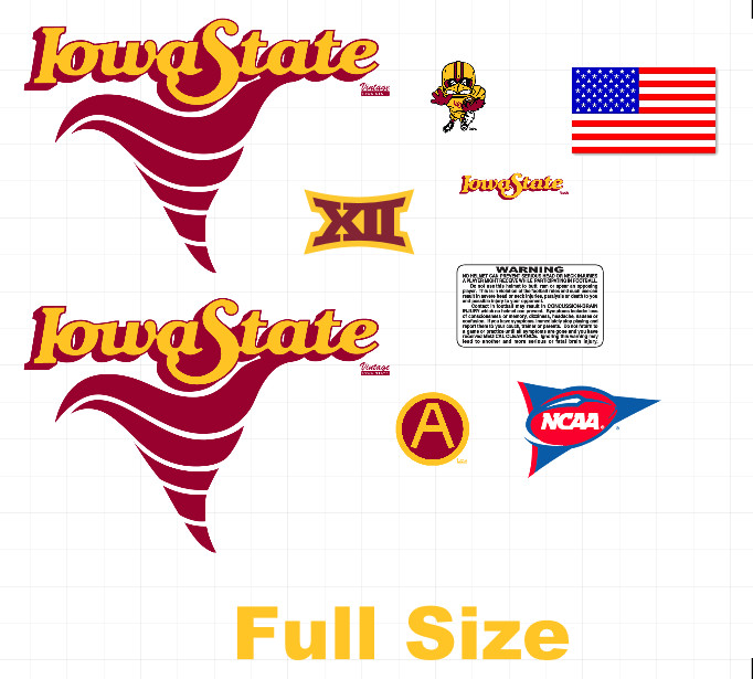 Iowa State Cyclones Full isze Helmet Decals -