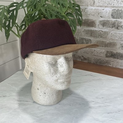 Vtg Henschel Burgundy Wool/Camel Suede Bill Classic Hunting Hiking Adj. USA 90s