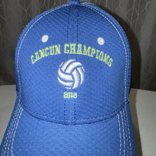 Cancun Champions Volleyball 2018 Lime Green on Royal Blue Hat Cap Hook Loop EUC - Picture 3 of 14