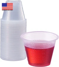 [1 Oz. - 100 Count] Plastic Disposable Medicine Measuring Cup for Liquid Medicin