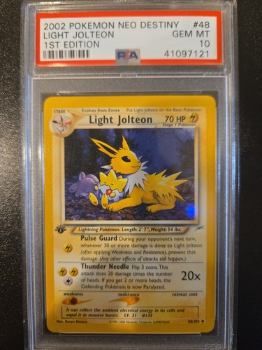 Light Jolteon 1st Edition PSA 10 Neo Destiny 2002 Low POP
