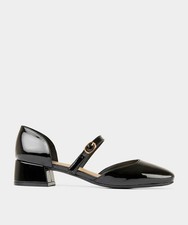 Joe Browns Women's Chunky Heel Black Patent Shoes