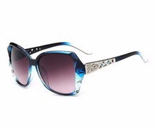 Women  s Blue Gradient Oversized Sunglasses With Silver Accents