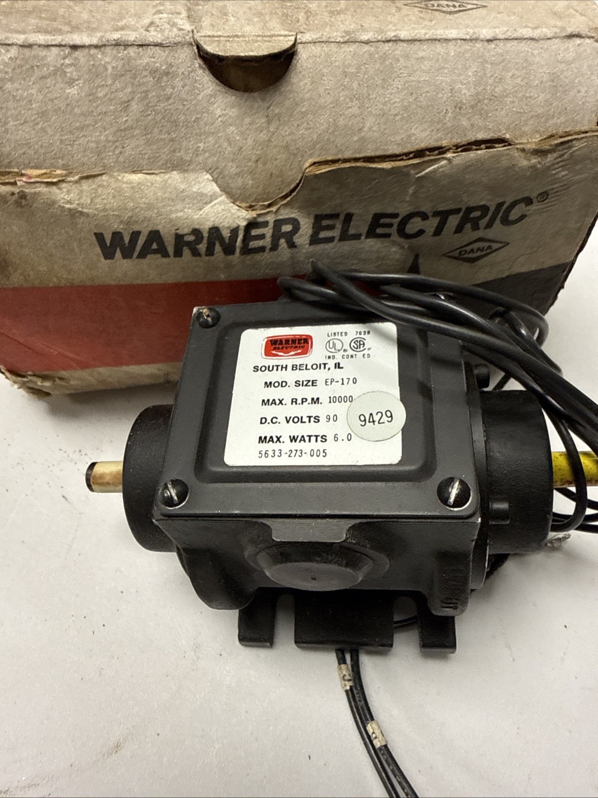Warner Electric Clutch/Brake Model EP 170 Max R.M.P 10000 D.C Volts 90Watts 6.0