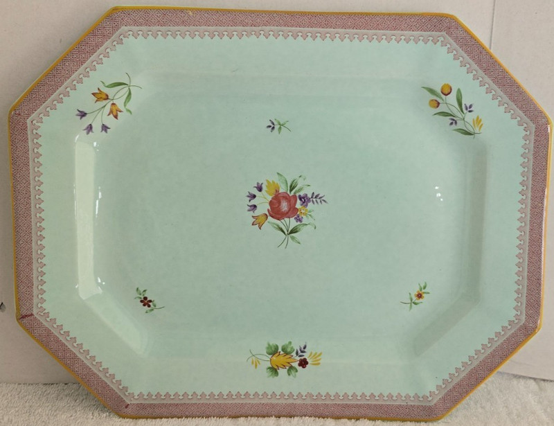 VINTAGE CALYX WARE ADAMS LOWESTOFT ENGLAND HAND PAINTED PLATTER 14"