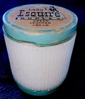 1940’s LADY ESQUIRE Duplex Green Leather SHOE POLISH Cream MILK GLASS Jar