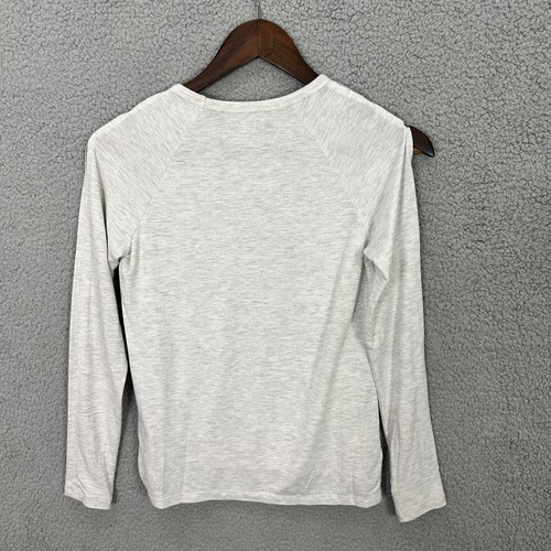 Athleta Girl Gray Long Sleeve Cutout Shoulder Top Size 12 Sporty Y2K Activewear - Picture 7 of 7