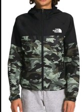 THE NORTH FACE Printed Never Stop Hooded Wind Kids Jacket New Taupe Green Never